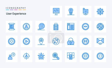 Téléchargez les illustrations : Pack d'icônes 25 User Experience Blue - en licence libre de droit
