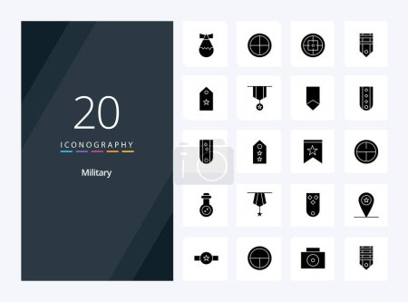 Illustration for 20 Military Solid Glyph icon for presentation - Royalty Free Image
