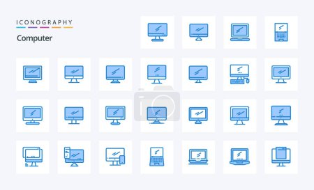 Illustration for 25 Computer Blue icon pack - Royalty Free Image
