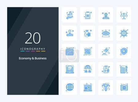 Illustration for 20 Economy And Business Blue Color icon for presentation - Royalty Free Image