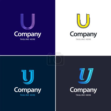 Illustration for Letter U Big Logo Pack Design Creative Modern logos design for your business - Royalty Free Image