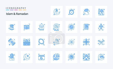 Illustration for 25 Islam And Ramadan Blue icon pack - Royalty Free Image