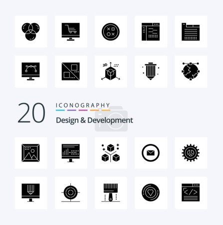 Illustration for 20 Design  Development Solid Glyph icon Pack like online development programing programing development - Royalty Free Image