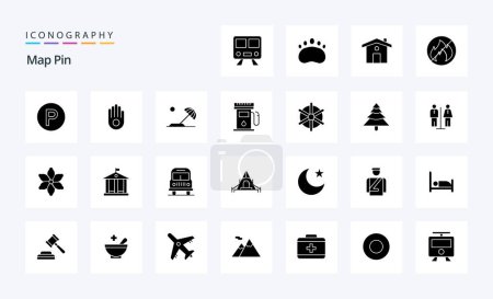 Illustration for 25 Map Pin Solid Glyph icon pack - Royalty Free Image