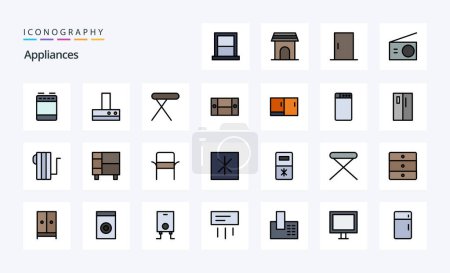 Illustration for 25 Appliances Line Filled Style icon pack - Royalty Free Image