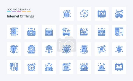 Ilustración de 25 Internet de las cosas Blue icon pack - Imagen libre de derechos