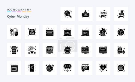 Photo for 25 Cyber Monday Solid Glyph icon pack - Royalty Free Image