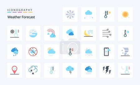 Illustration for 25 Weather Flat color icon pack - Royalty Free Image