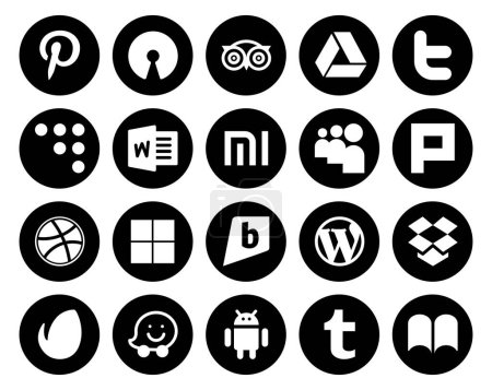 Illustration for 20 Social Media Icon Pack Including dropbox. wordpress. word. brightkite. dribbble - Royalty Free Image