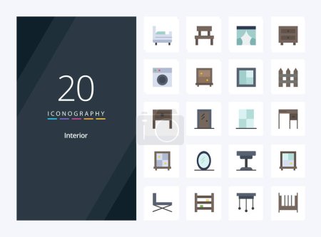 Illustration for 20 Interior Flat Color icon for presentation - Royalty Free Image