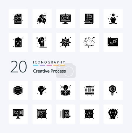 Ilustración de 20 Icono de glifo sólido de proceso creativo Paquete como diseño de proceso de bulbo creativo - Imagen libre de derechos