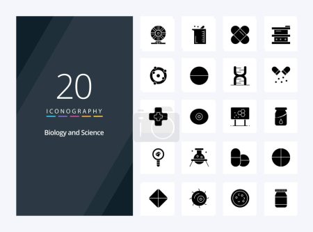 Illustration for 20 Biology Solid Glyph icon for presentation - Royalty Free Image