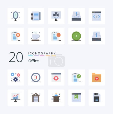 Illustration for 20 Office Flat Color icon Pack like business notice application document approve - Royalty Free Image