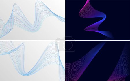 Illustration for Create a professional aesthetic with this set of 4 vector line backgrounds - Royalty Free Image