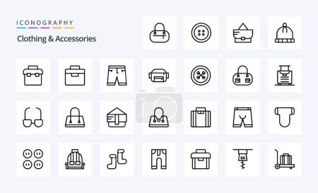 Illustration for 25 Clothing  Accessories Line icon pack - Royalty Free Image