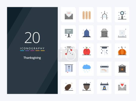 Illustration for 20 Thanks Giving Flat Color icon for presentation - Royalty Free Image