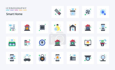 Illustration for 25 Smart Home Flat color icon pack - Royalty Free Image