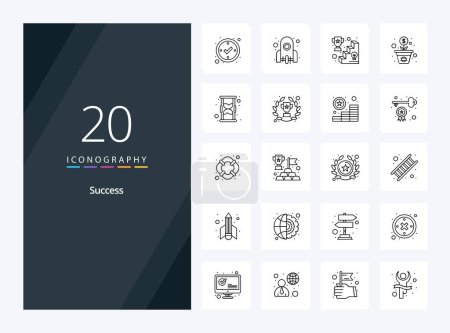 Téléchargez les illustrations : 20 icône de contour réussi pour la présentation - en licence libre de droit