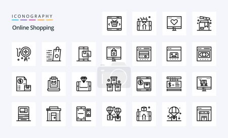 Illustration for 25 Online Shopping Line icon pack - Royalty Free Image