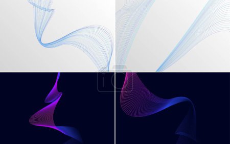 Illustration for Set of 4 vector line backgrounds perfect for any project - Royalty Free Image