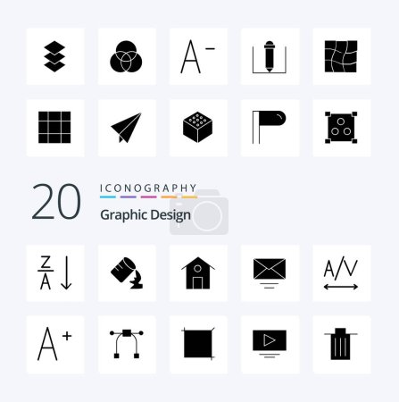 Ilustración de 20 Icono de glifo sólido de diseño Paquete como texto de fuente de edificio de aumento gráfico - Imagen libre de derechos