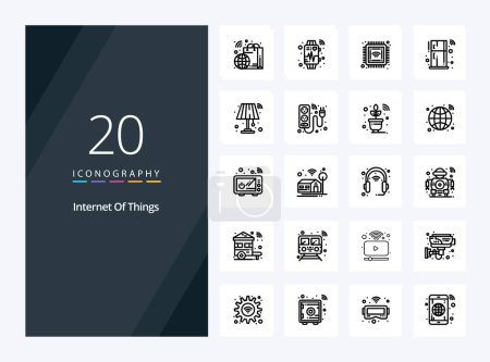 Illustration for 20 Internet Of Things Outline icon for presentation - Royalty Free Image