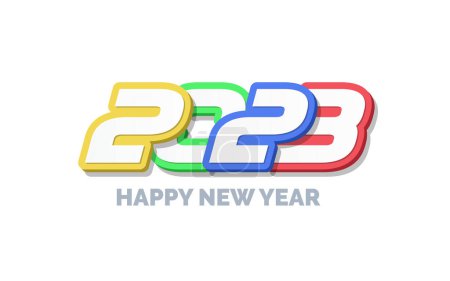Illustration for 3D Happy new year 2023 logo design - Royalty Free Image