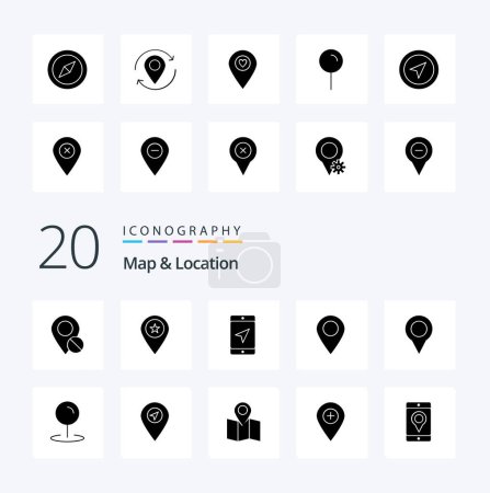 Illustration for 20 Map  Location Solid Glyph icon Pack like pin map marker location map - Royalty Free Image