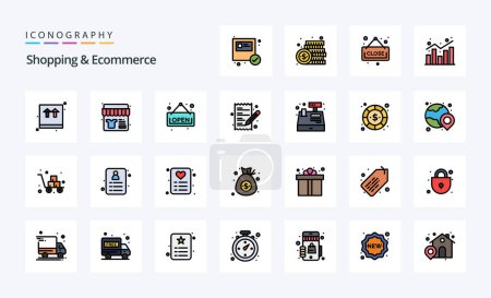 Téléchargez les illustrations : 25 Shopping ligne de commerce électronique rempli Style icône pack - en licence libre de droit