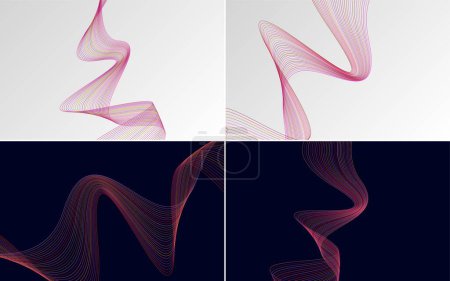 Illustration for Add a fresh look to your design with this set of 4 vector line backgrounds - Royalty Free Image