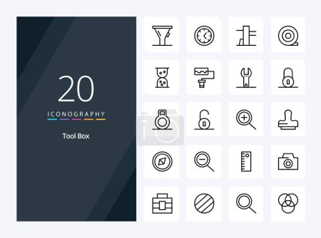 Illustration for 20 Tools Outline icon for presentation - Royalty Free Image