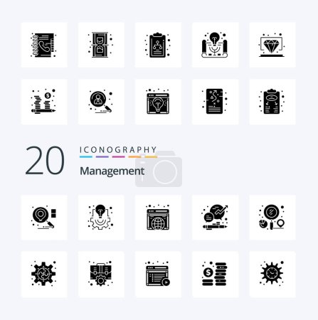 Illustration for 20 Management Solid Glyph icon Pack like finder management global growth business - Royalty Free Image