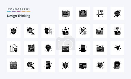 Téléchargez les illustrations : Pack d'icônes Glyphe Solide Pensant 25 Design - en licence libre de droit