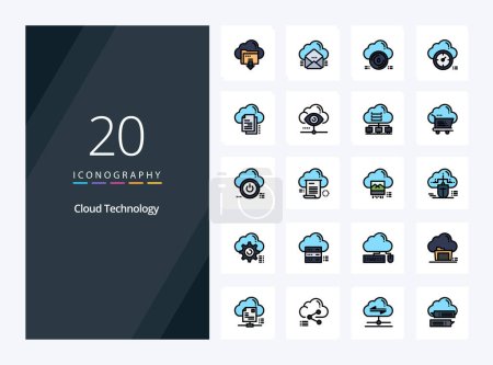Illustration for 20 Cloud Technology line Filled icon for presentation - Royalty Free Image