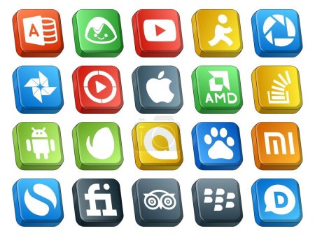 Ilustración de 20 Paquete de iconos de redes sociales Incluyendo Google allo. androide. Vídeo. desbordamiento. la cuestión - Imagen libre de derechos