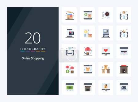 Illustration for 20 Online Shopping Flat Color icon for presentation - Royalty Free Image