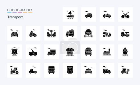 Illustration for 25 Transport Solid Glyph icon pack - Royalty Free Image