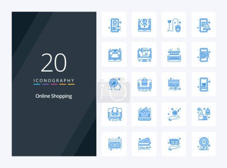 Illustration for 20 Online Shopping Blue Color icon for presentation - Royalty Free Image