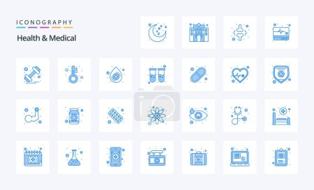 Illustration for 25 Health And Medical Blue icon pack - Royalty Free Image