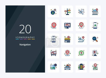 Illustration for 20 Navigation line Filled icon for presentation - Royalty Free Image