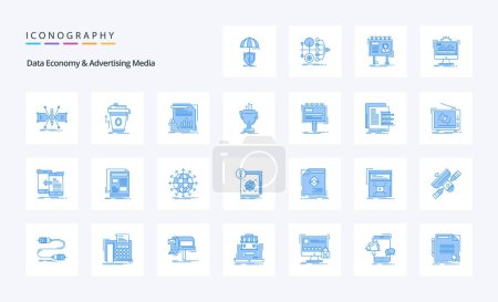 Illustration for 25 Data Economy And Advertising Media Blue icon pack - Royalty Free Image