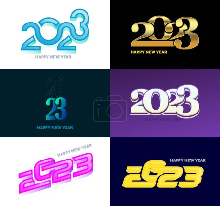 Téléchargez les illustrations : Grande collection de symboles Bonne année 2023 Couverture du journal des affaires pour 2023 avec souhaits - en licence libre de droit