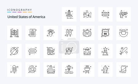 Illustration for 25 Usa Line icon pack - Royalty Free Image