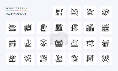 Illustration for 25 Back To School Line icon pack - Royalty Free Image