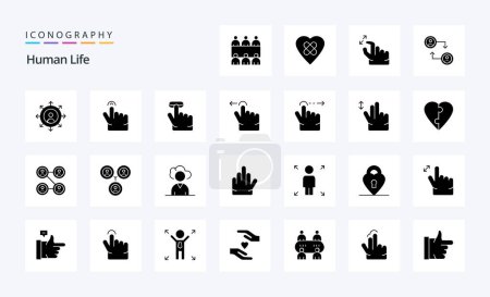 Téléchargez les illustrations : Pack d'icônes Glyphe solide humain 25 - en licence libre de droit