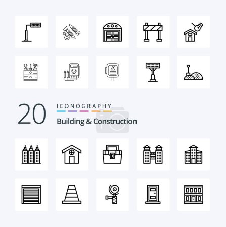 Illustration for 20 Building And Construction Line icon Pack like construction bag building house city - Royalty Free Image