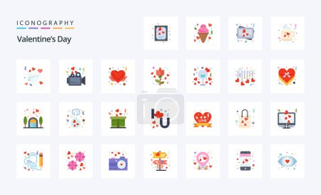 Illustration for 25 Valentines Day Flat color icon pack - Royalty Free Image