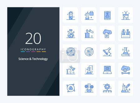 Téléchargez les illustrations : 20 Science et technologie icône de couleur bleue pour la présentation - en licence libre de droit