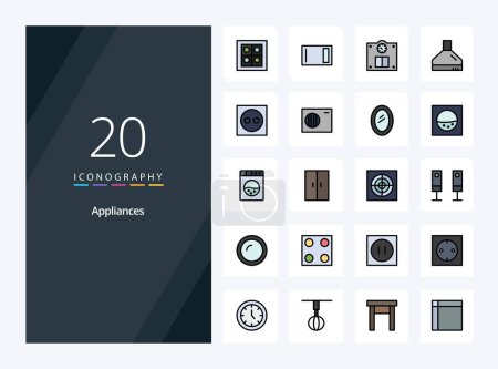 Ilustración de 20 Línea de electrodomésticos Icono de relleno para presentación - Imagen libre de derechos