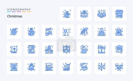 Ilustración de 25 Paquete icono azul de Navidad - Imagen libre de derechos